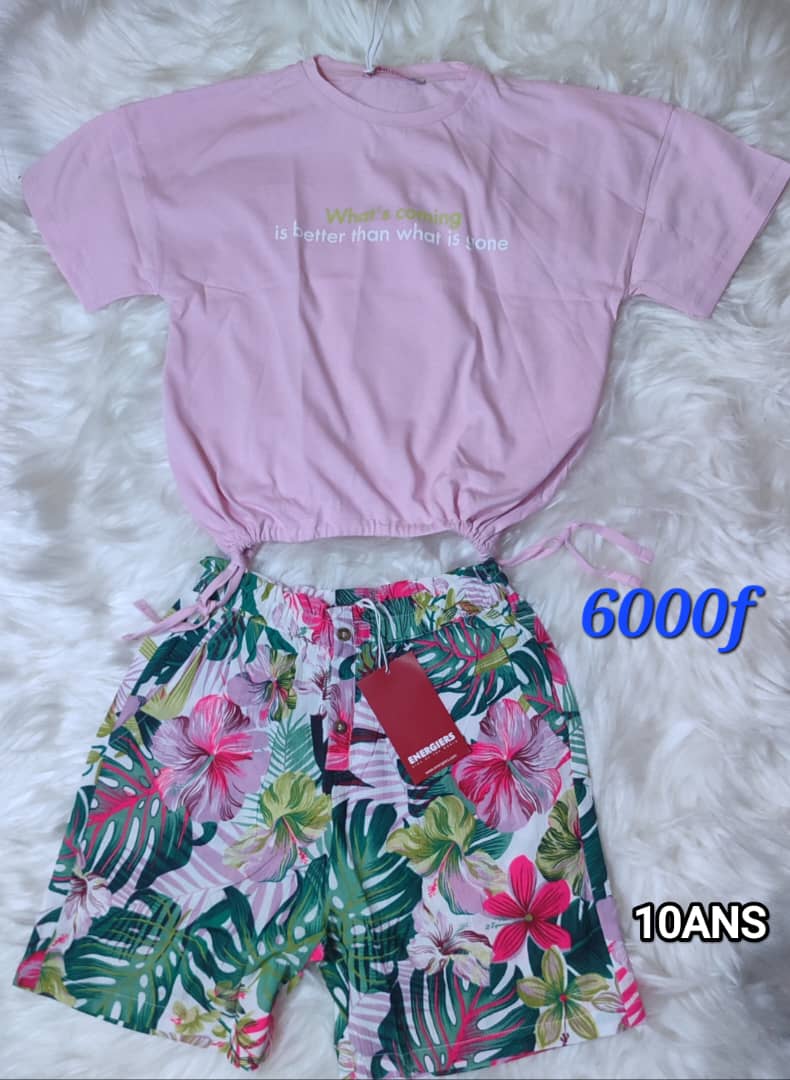 Cullote fleurie & Haut en Coton - 10 ans